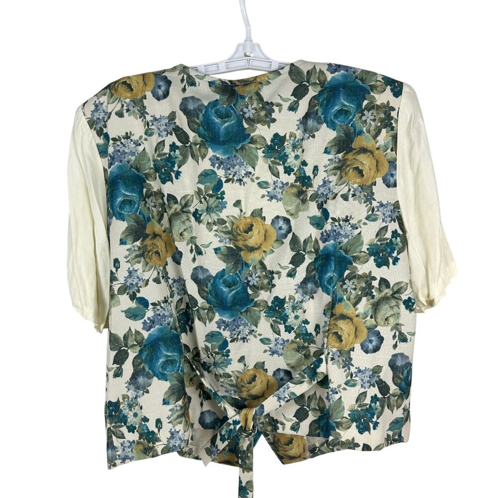 Fundamental Things Womens Floral Vest And Matching Ivory Top Size 18 Vintage - Picture 2 of 5